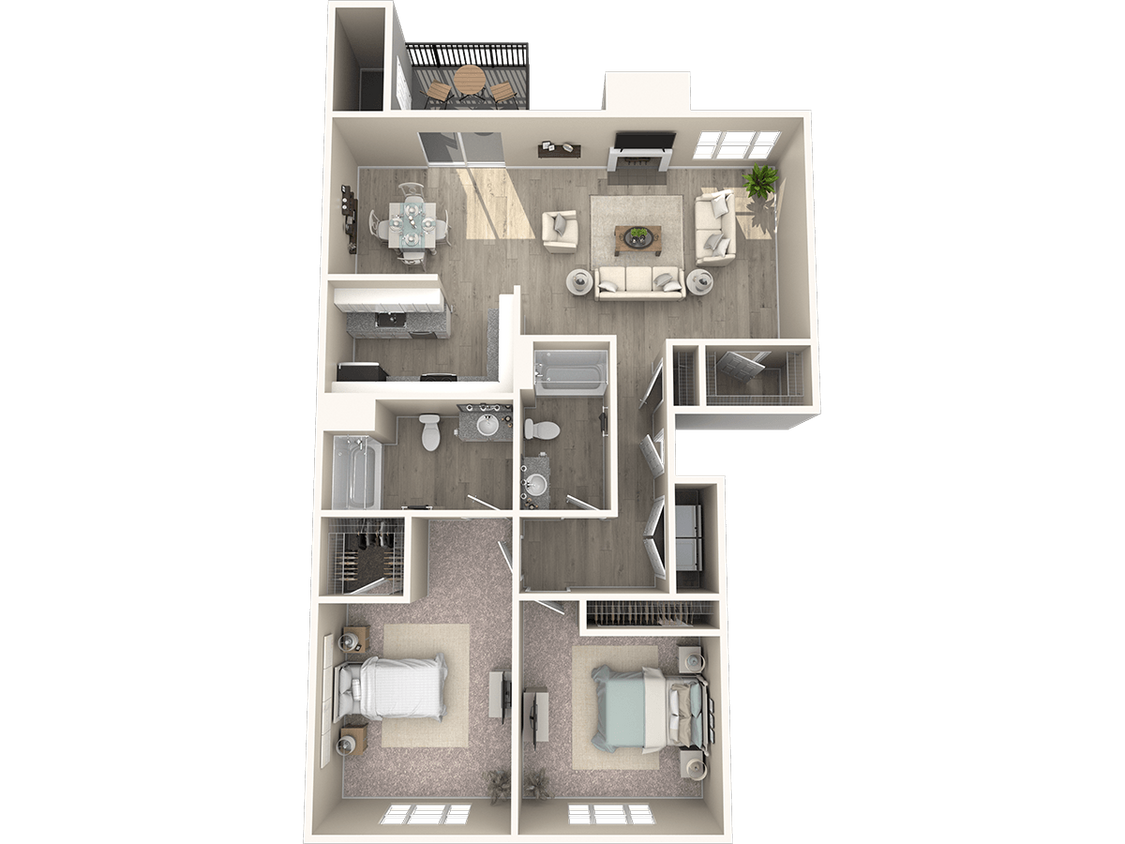 Floor Plan - 2 Bed 2 Bath Renovated