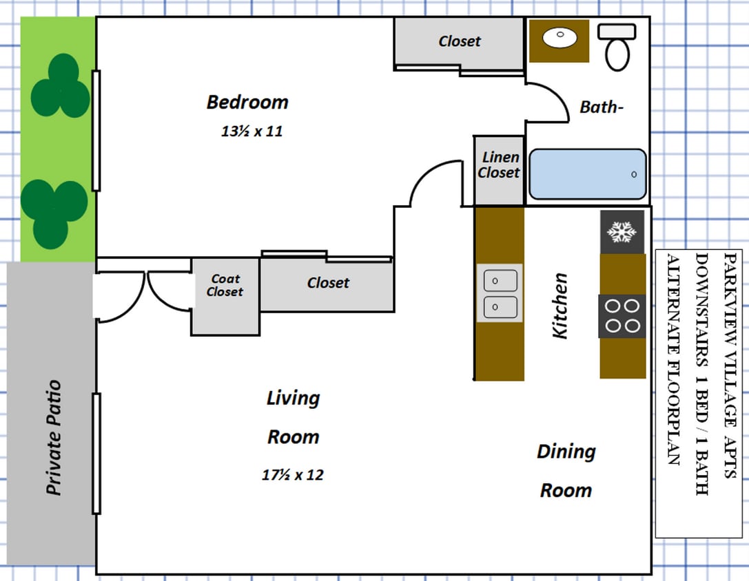 Floor Plan - 1/1 Down Alternate