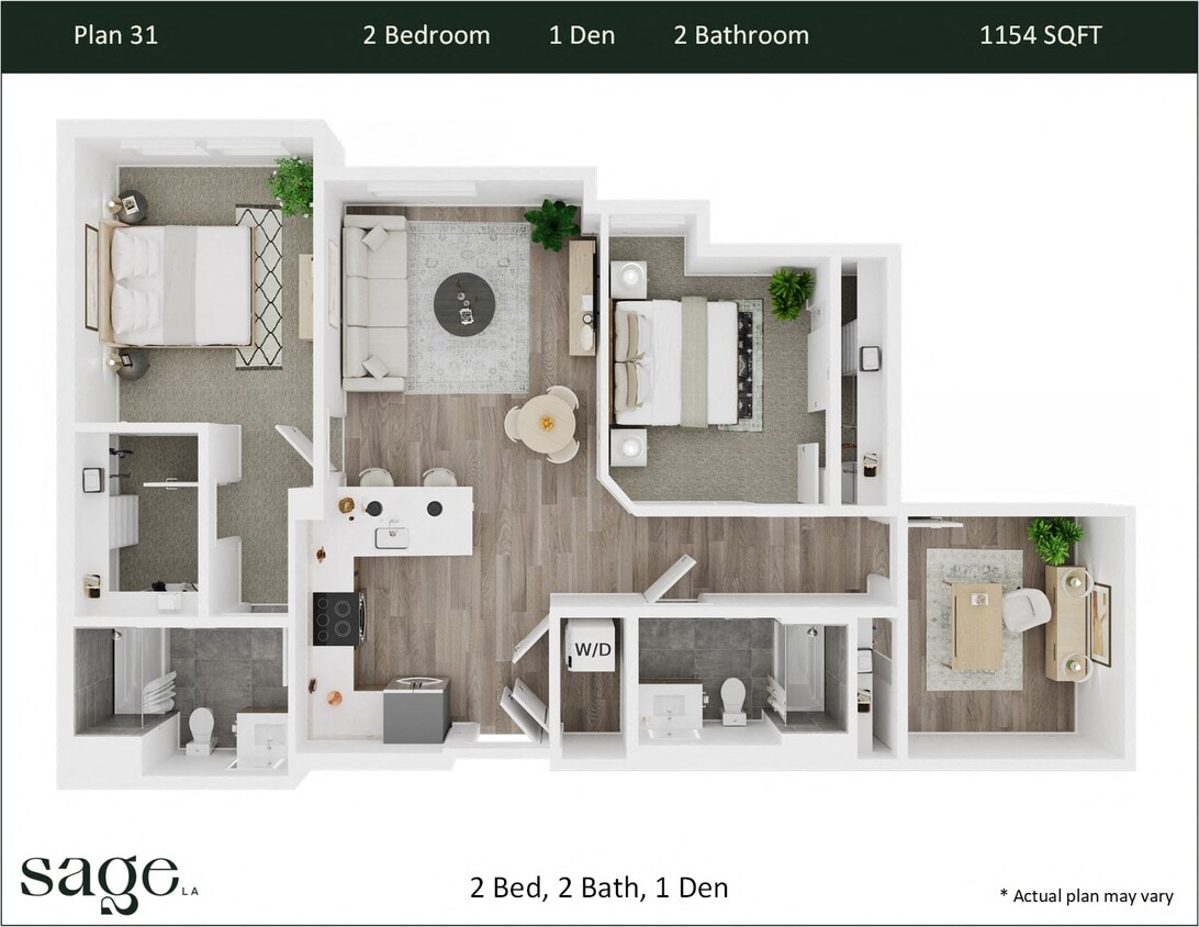 Floor Plan - 2 Bedroom + Den Plan 31