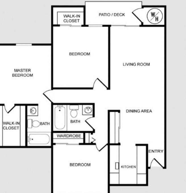 Floor Plan - Three Bedroom Two Bath