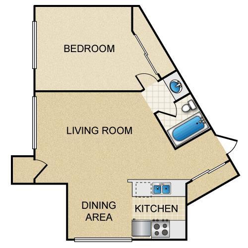 Floor Plan - 1BR 1BA - FLOOR PLAN A - 972 HILGARD