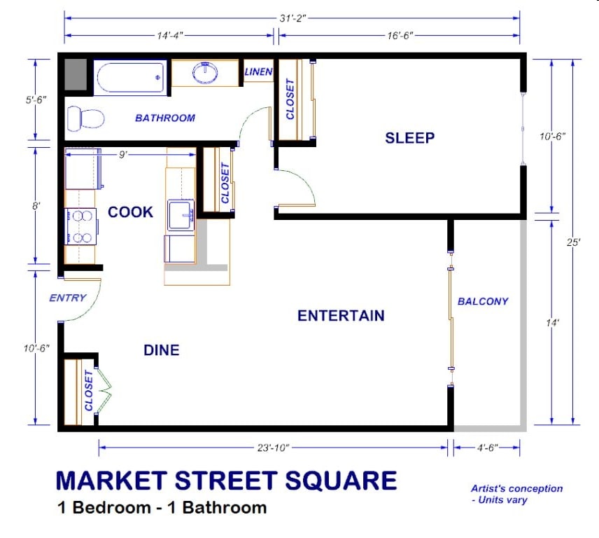 1BR/1BA - Large 1 Bedroom Standard