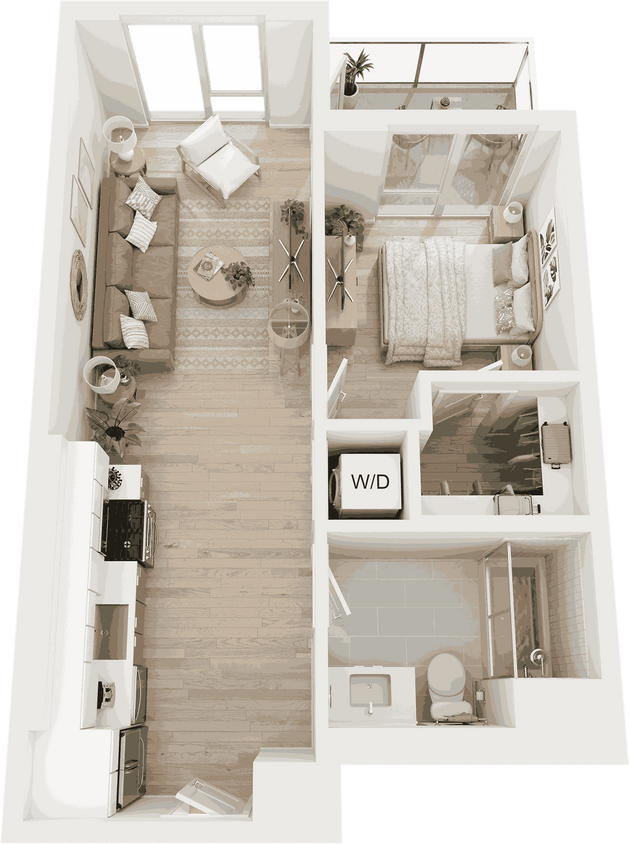 Floor Plan - 1 Bed/1 Bath-A6