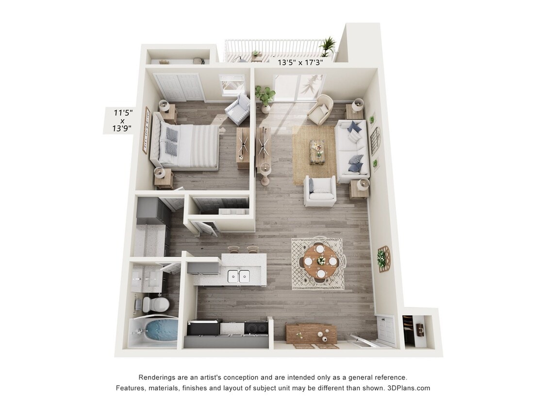 Floor Plan - 1 Bedroom - Alcove