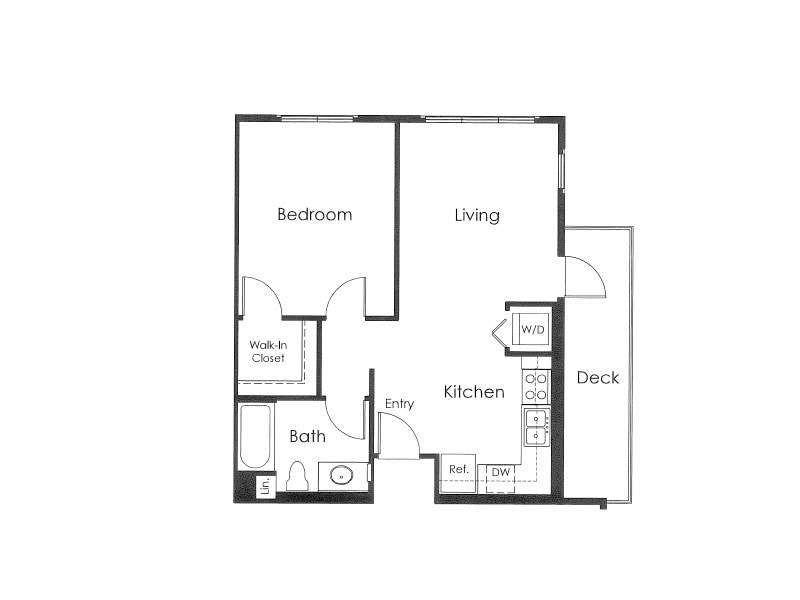 Floor Plan - 011-1D - 1 x 1 Balcony