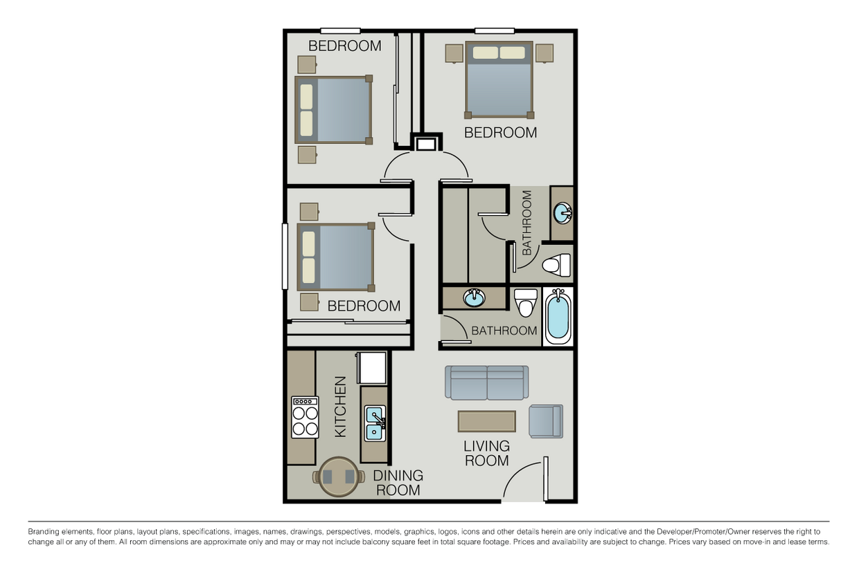 Floor Plan - 3 Bed 1.5 Bath