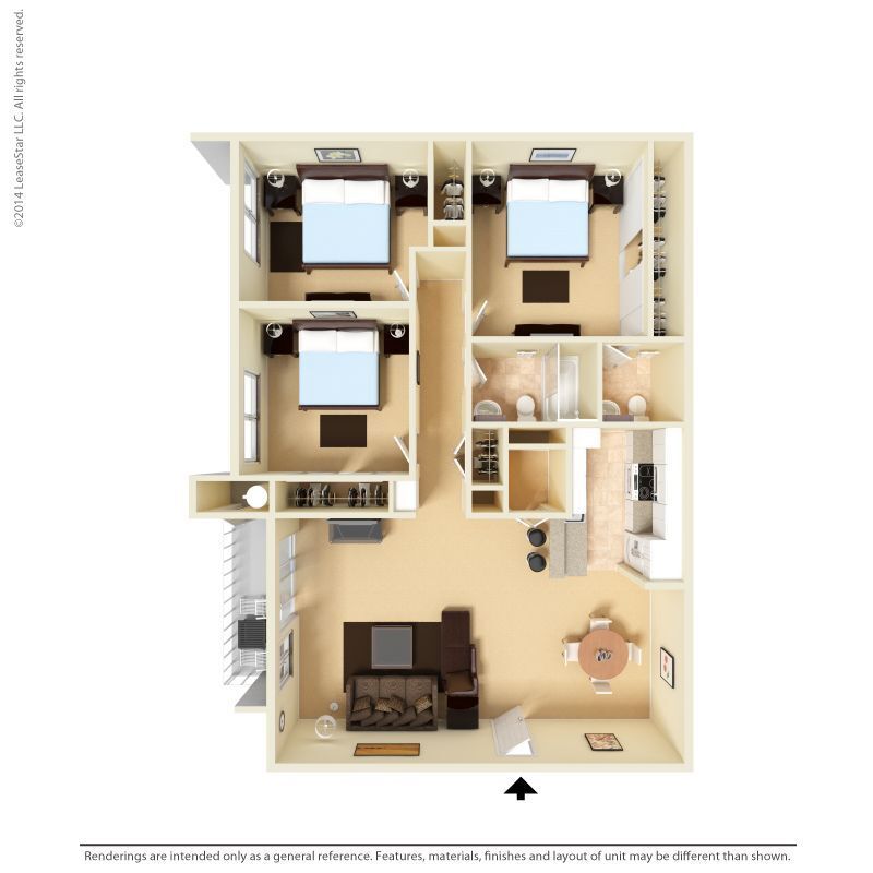 Floor Plan - 3BR 1 1/2 BA