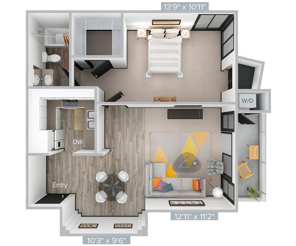 Floor Plan - H_1B1B_658SF_300-Standard