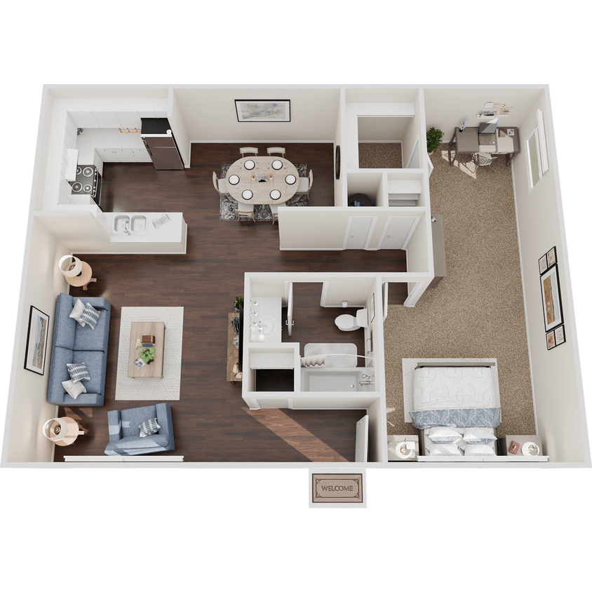 Floor Plan - 1 Bedroom 1 Bath