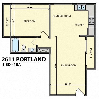 Floor Plan - 1 Bedroom