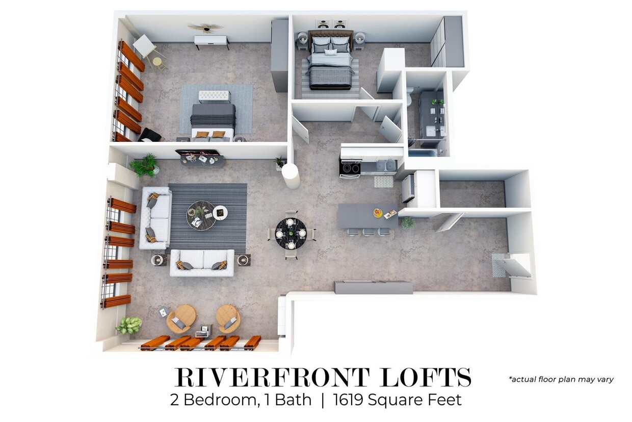 Floor Plan - 2 Bedroom, 1 Bath Loft Style