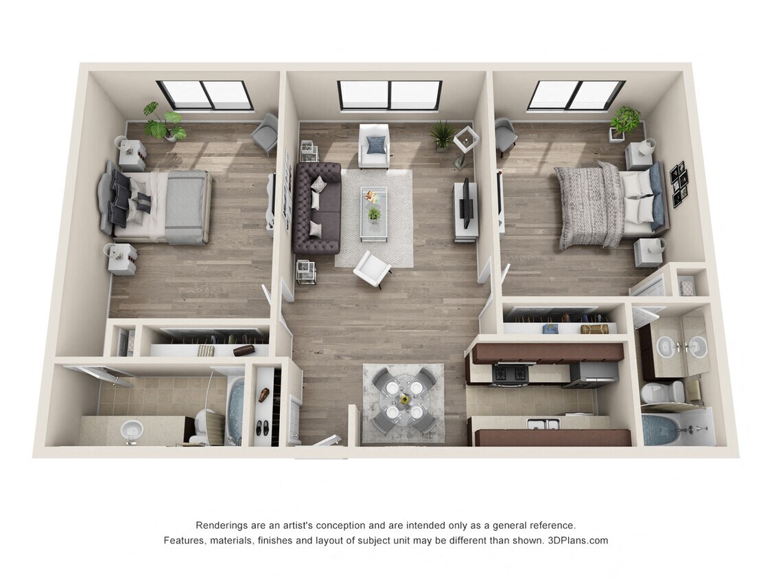 Floor Plan - 2 Bedroom 2 Bath - Medium