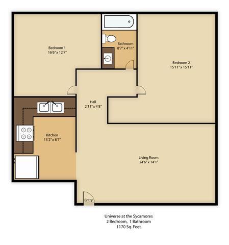 Floor Plan - 2 Br 1 Ba