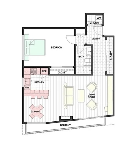 Floor Plan - 1 +1 Unfurnished