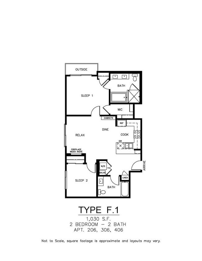 Unit Type: F1 | 2 Bedroom | 2 Bathroom - Apartment Unit Type: F1 | 2 Bedroom | 2 Bathroom Unit 306