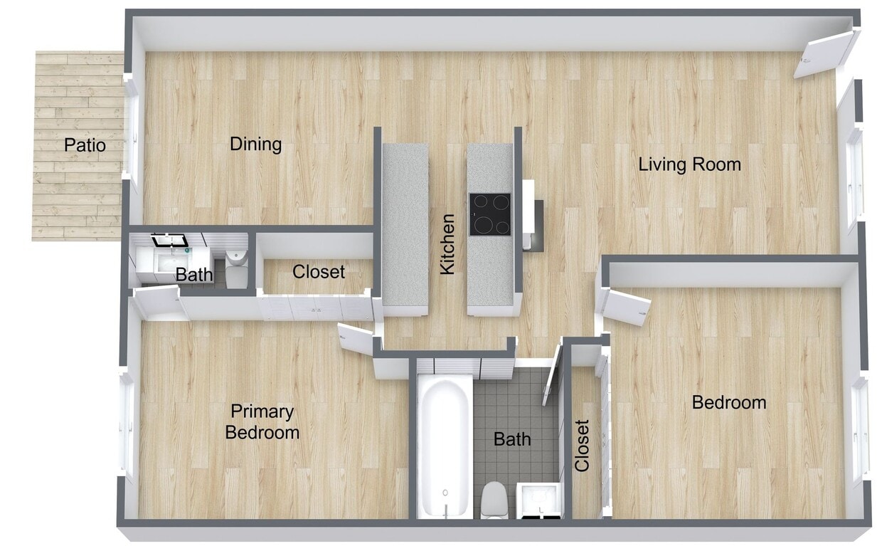 Floor Plan - Sicily - 2 BR, 1.5 BA UP
