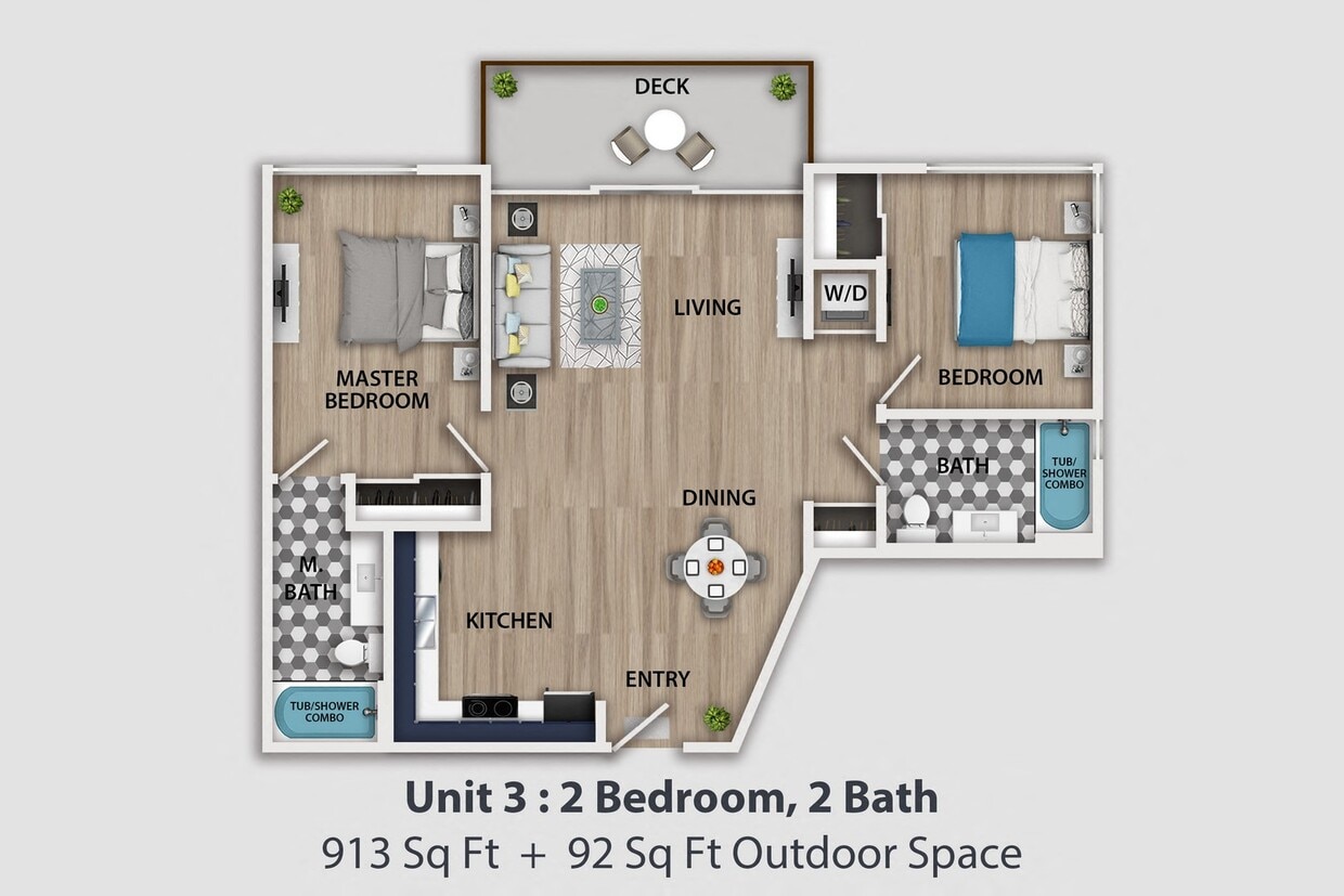 Floor Plan - 2 Bedroom, 2 Bath B