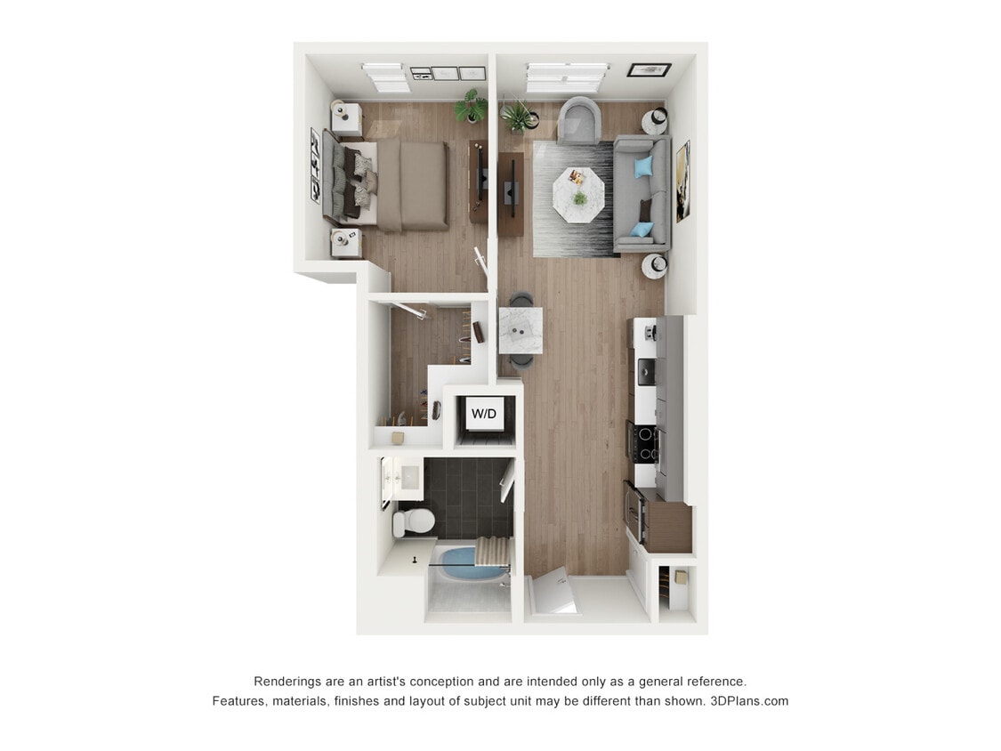 Floor Plan - 1 Bed 1 Bath - 668 sqft