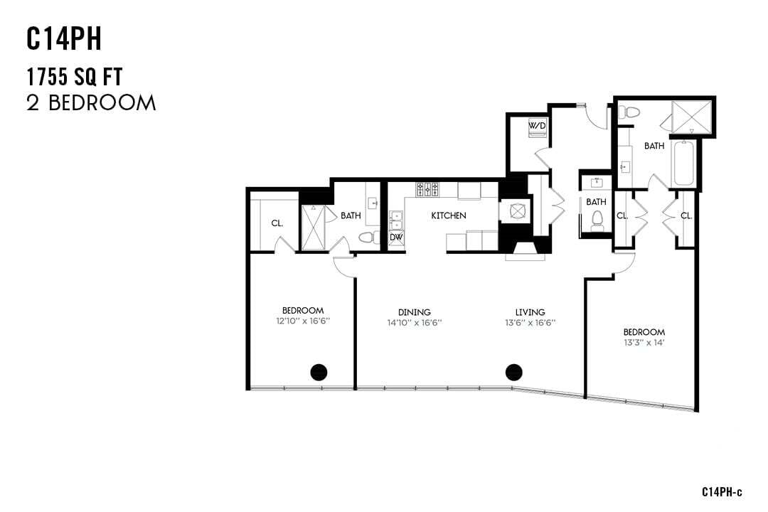 Floor Plan - Two Bedroom Penthouse C14