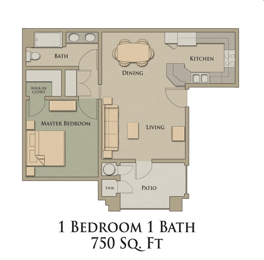 1BR/1BA - One Bedrooms
