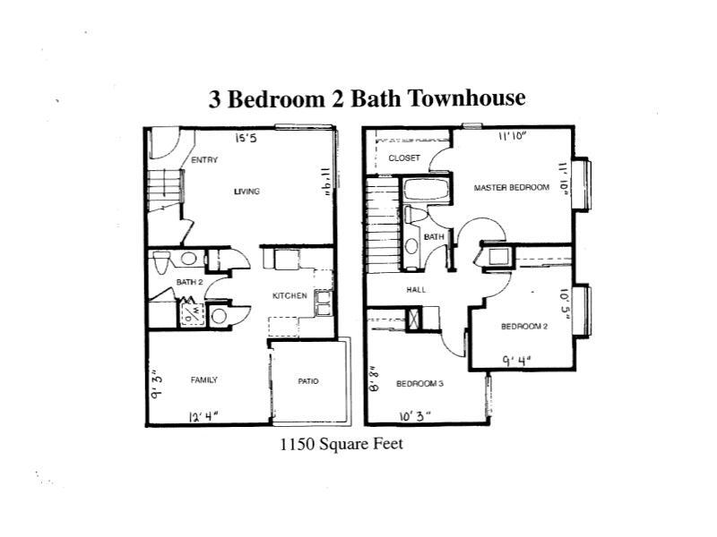 Floor Plan - 3 Bedroom Townhome