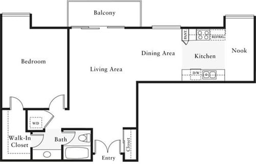 Floor Plan - 1 Bedroom J