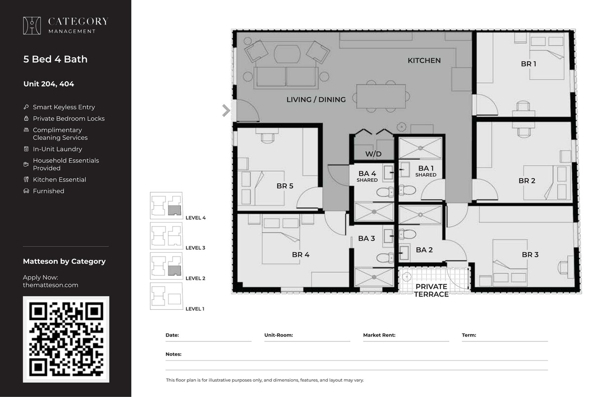 MATN_5_Bed_4_Bath_Type_G - Private Bedroom in Shared 5 Bed 4 Bath-G