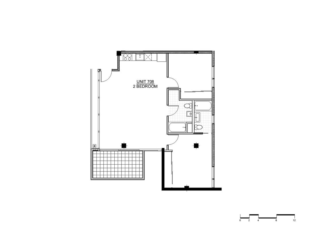 Two-Bedroom, Two-Bathroom 2D Floor Plan - 2x2H