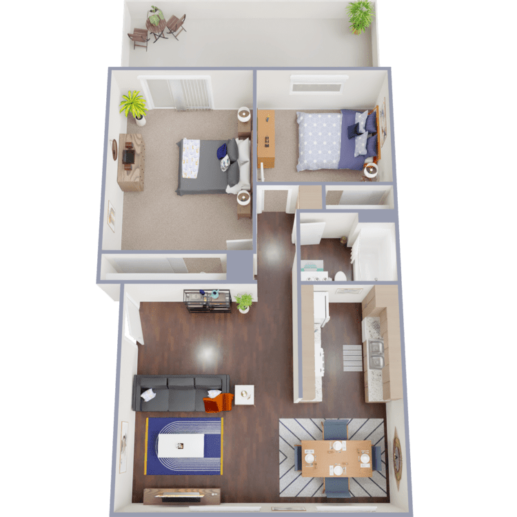 Floor Plan - 2 Bed 1 Bath A