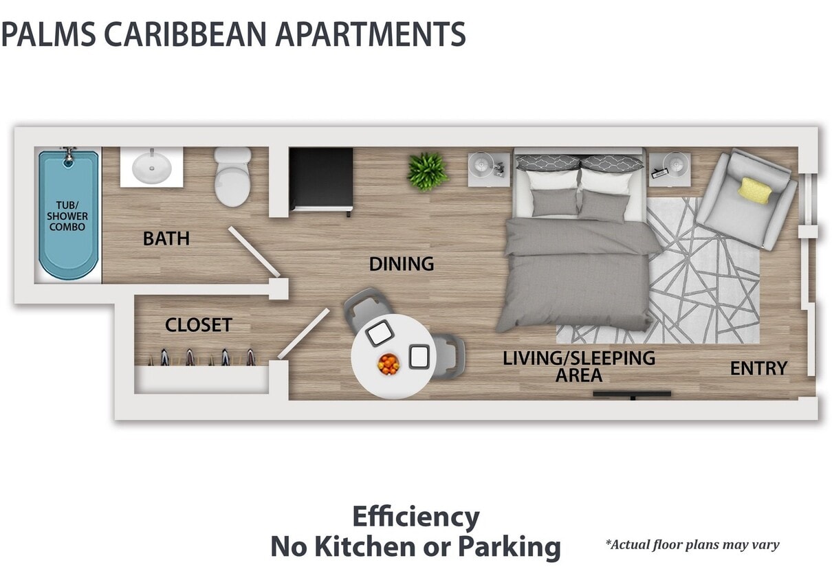 Floor Plan - Efficiency With No Kitchen Or Parking