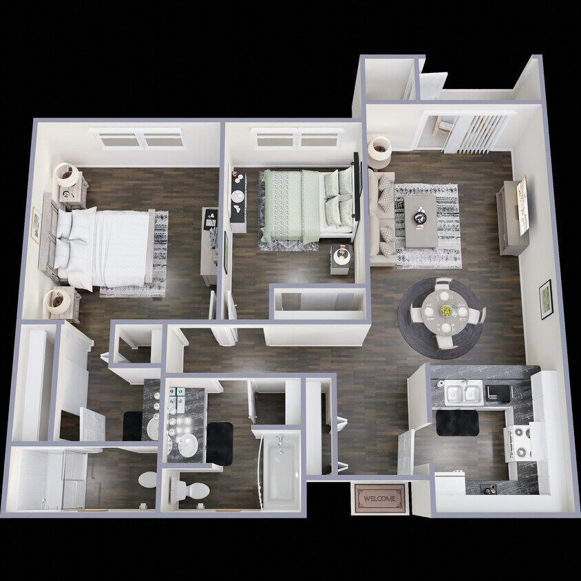 Plan B 2BR, 2BA - Floor Plan B 