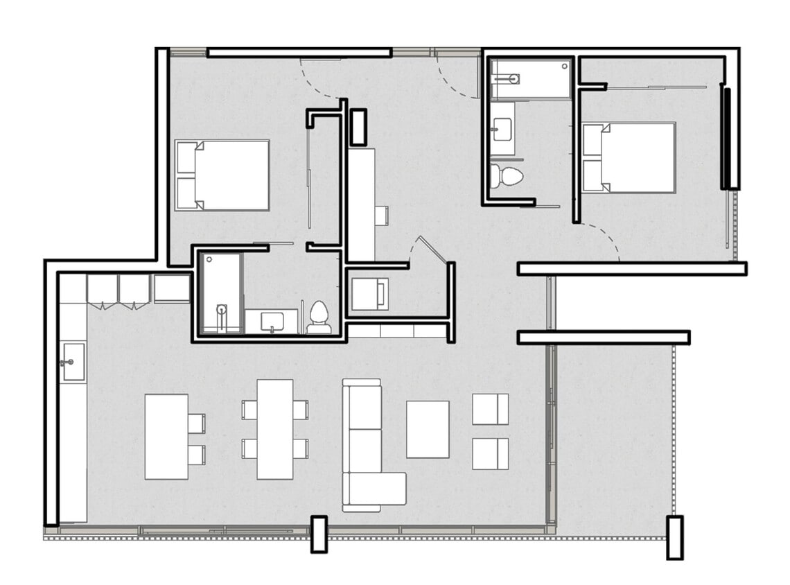 Floor Plan - 2 BR + Den & Balcony Penthouse Floorplan L