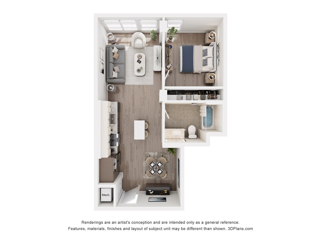 Floor Plan - Q - 1 Bedroom