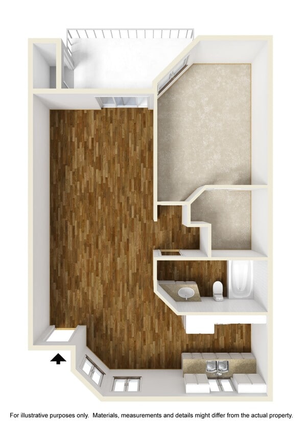 Floor Plan - 1 Bedroom, 1 Bathroom A