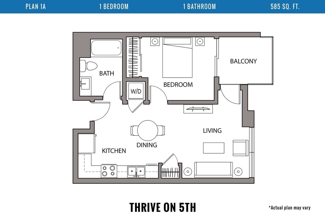 Floor Plan - 1 Bedroom, 1 Bath A