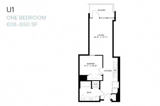 Floor Plan - Junior One Bedroom U1