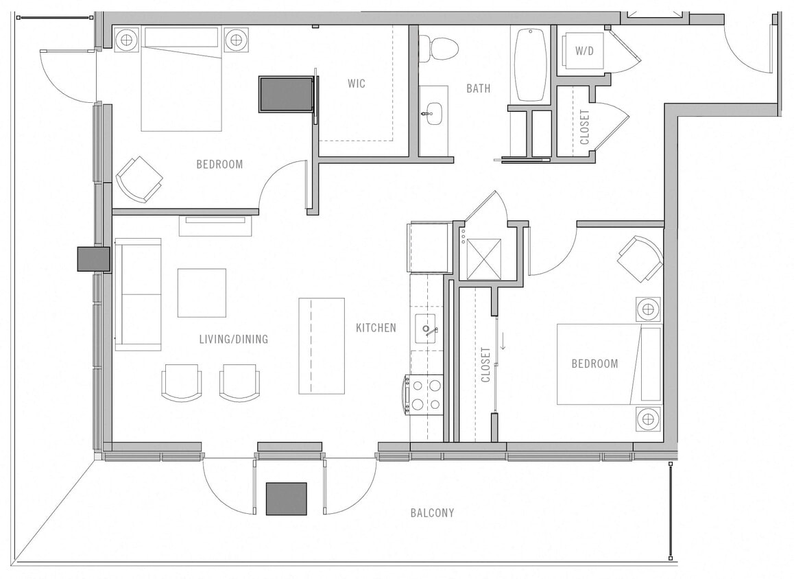 Floor Plan - 2 Bed-1 Bath-F