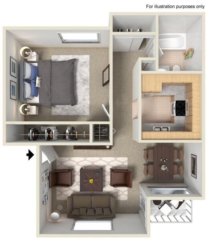 Floor Plan - 1 Bed 1 Bath