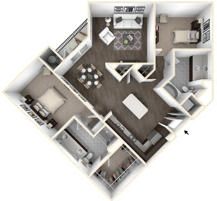 Floor Plan - B7 1x2 Plus Den