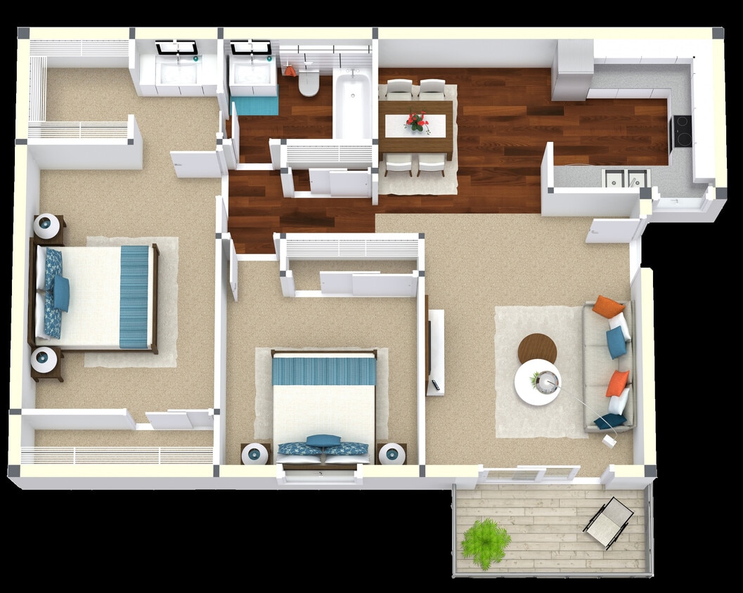 Floor Plan - 2 Bedroom 1.25 Bathroom 