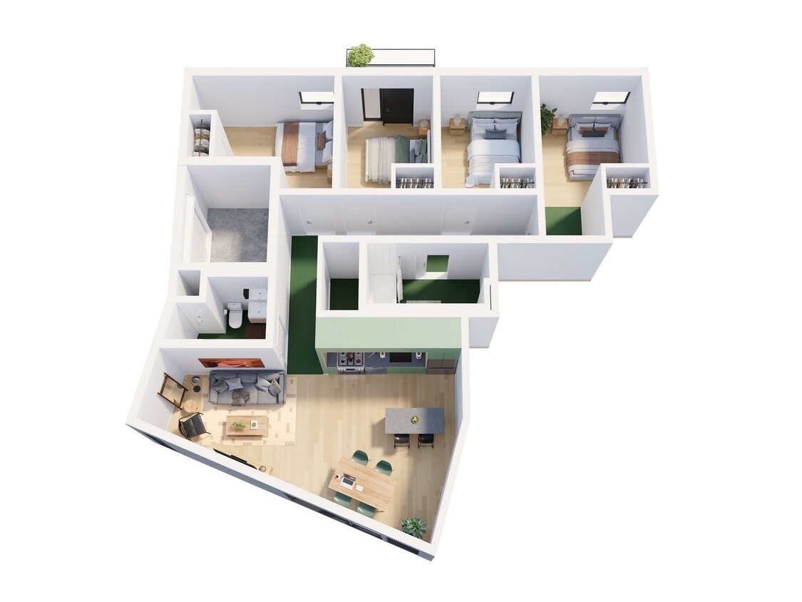 Floor Plan - Co-Living  | Sunset| 4 BR, 2 BA 