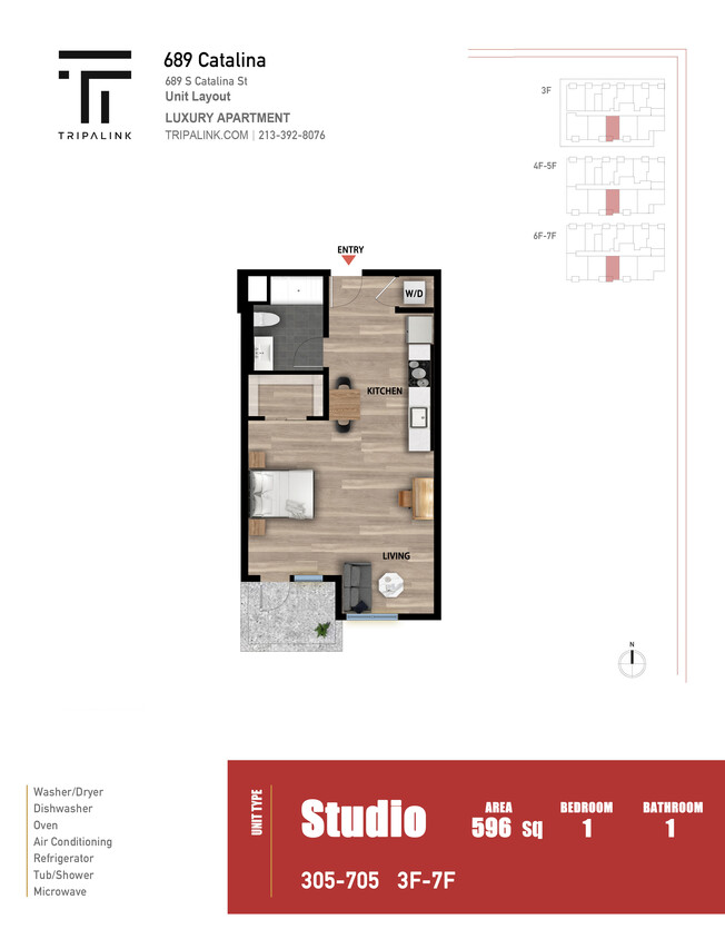 Floor Plan - Studio - 596 sqft