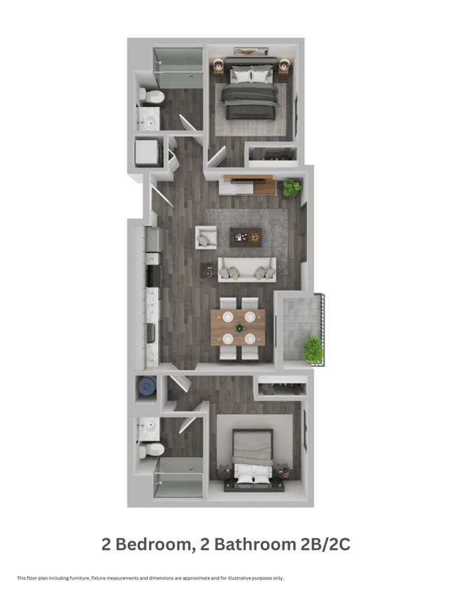 Floor Plan - Two Bedroom, Two Bathroom 2B/2C (mkt)