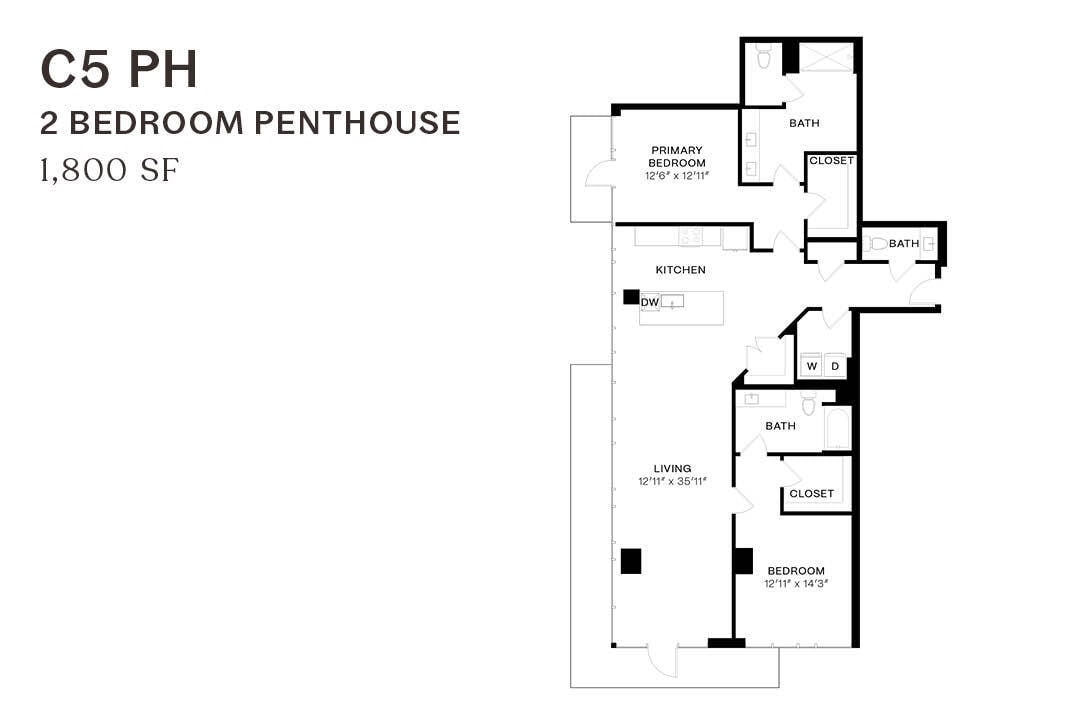 Floor Plan - Two Bedroom Penthouse C5 PH 
