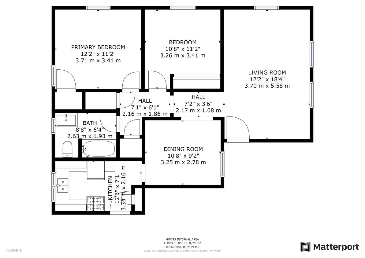 Floor Plan - 2 Bedroom + 1 Bath