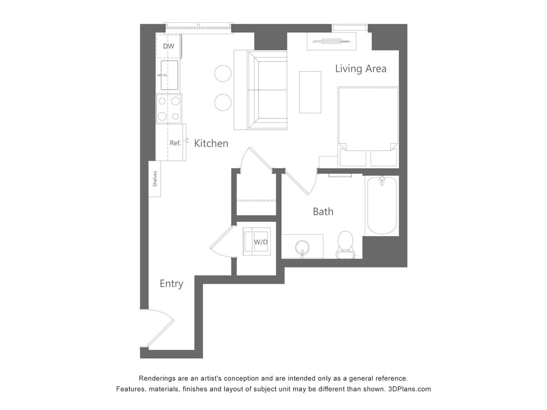 Floor Plan - Studio - 508 sqft