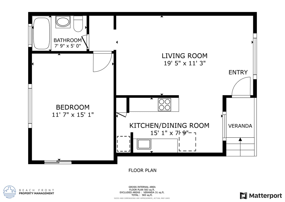 Floor Plan - 1 Bed 1 Bath
