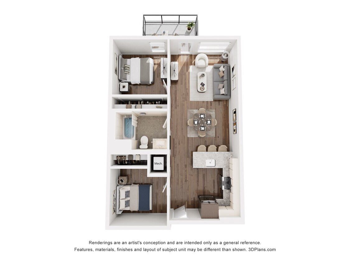 Floor Plan - Y - 2 Bedroom