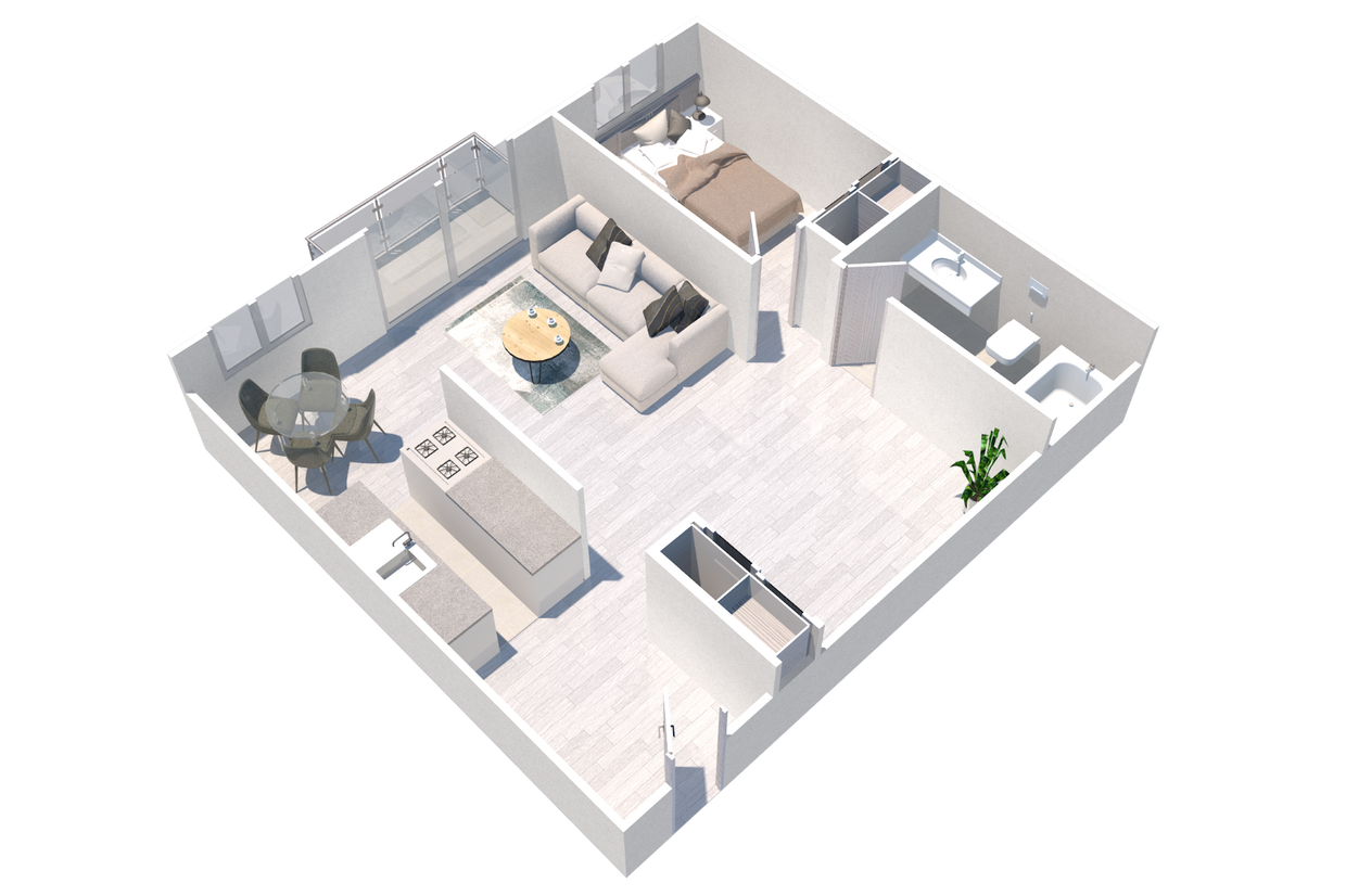 Floor Plan - One Bedroom Den