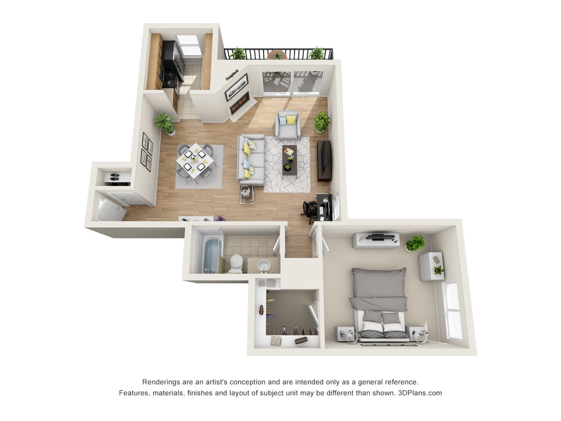 Floor Plan - 1 Bed 1 Bath A